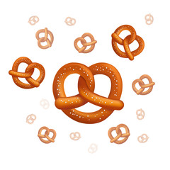 Realistic vector tasty pretzels on the white background