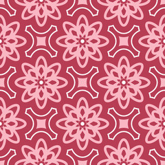 Red and beige floral seamless pattern. Pale red colored background