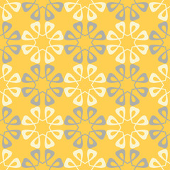 Floral background. Yellow gray and white seamless pattern