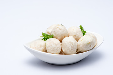 Meat ball fish on white background
