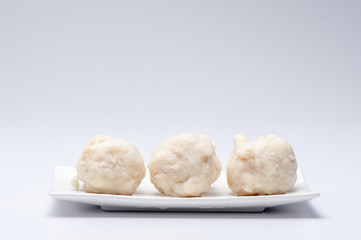 Meat ball fish on white background