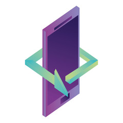 smartphone device with arrow isometric icon vector illustration design