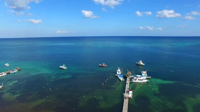 Puerto Morelos Mexico Aerial Drone Footage