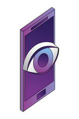 smartphone device with eye isometric icon vector illustration design