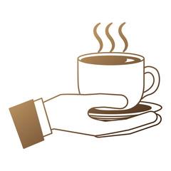 hand with delicious coffee cup isolated icon vector illustration design