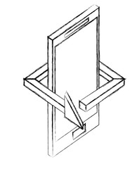 smartphone device arrow 360 degree vector illustration sketch