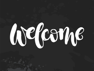 "Welcome" ink brush lettering