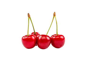 Fruits of a sweet cherry on white background.