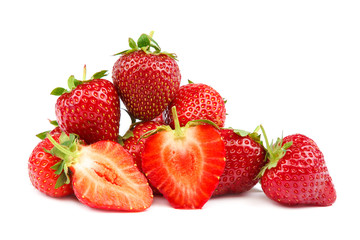 Fruits of strawberries isolated on white background
