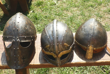 Historical helmets at a historical event
