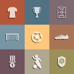 Soccer icon set. Abstract football sign and symbol. Vector.