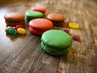 composition of bright macaroons