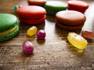 composition of bright macaroons