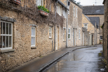 village backstreet in Fairford, Gloucestershire