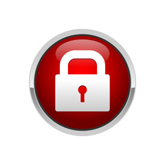 3D Padlock Red Button Security Locked Symbol Design