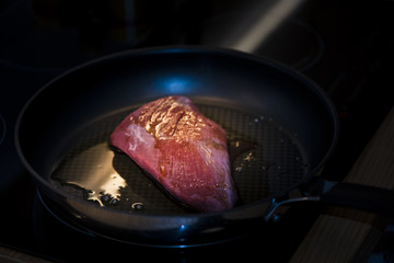 Steak in a cast iron pan