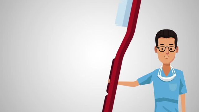 Dentist with brush cartoon High Definition coloful animation scenes