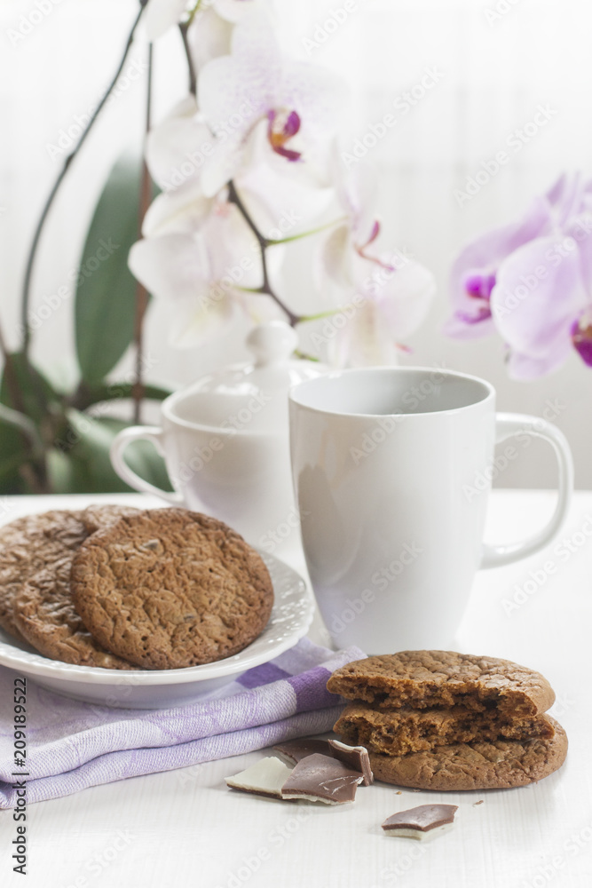 Sticker breakfast with homemade milk chocolate biscuits