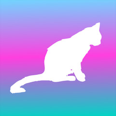 Printing for textile and industrial purposes. Vector illustration. Isolated silhouette cat sitting. Elegant and cute illustration.