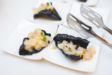 Snack with seafood and mussels