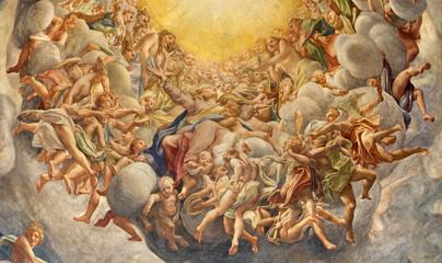 PARMA, ITALY - APRIL 16, 2018: The fresco of Assumpcion of Virgin Mary  in cupola of Duomo by...