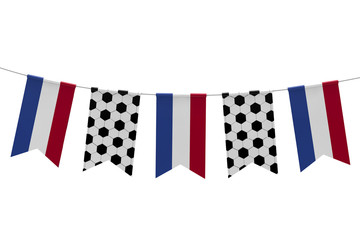 Netherlands flag and soccer ball texture football flag bunting. 3D Rendering