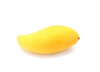 Yellow mango isolated on a white background.Mango is a fruit that is sweet and sour. Very well planted in the tropics.