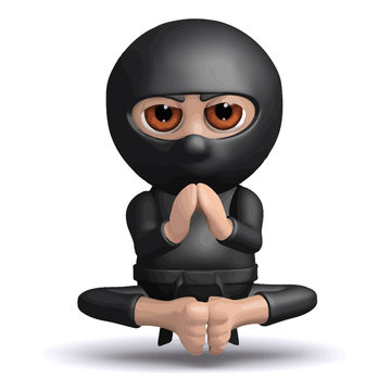 Vector 3d Ninja meditates