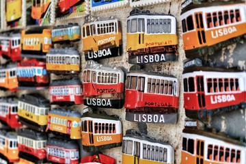 Colorful magnet souvenirs of Lisbon city