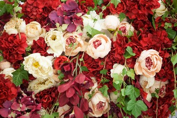 The composition is made by florists from fresh flowers.