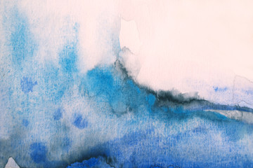 blaue Aquarellfarben
auf Papier Hintergrund - künstlerisches Design 