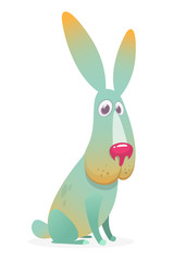Cute cartoon bunny rabbit sitting. Farm animals. Vector illustration of a smiling bunny. Easter