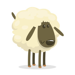 Sweet funny cartoon sheep kids character. Vector illustration on white background
