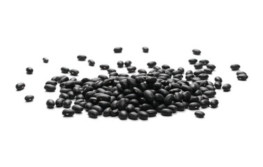 Organic black beans pile, isolated on white background