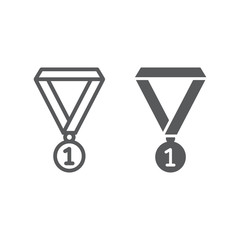 Medal line and glyph icon, school and sport, award sign vector graphics, a linear pattern on a white background, eps 10.