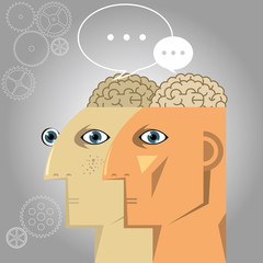 Artificial intelligence concept design, gear background.background is gray.