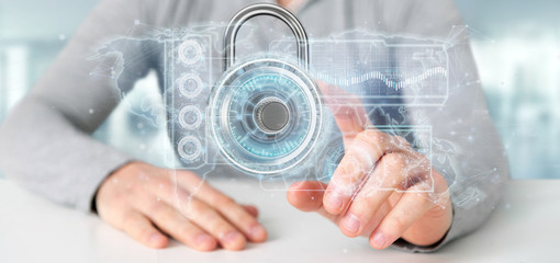 Doctor holding a 3d rendering molecule structure isolated on a background