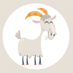 Happy cartoon goat. Vector clip art illustration with simple gradients