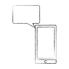 smartphone speech bubble message image vector illustration sketch
