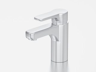 3D illustration white gold or silver faucet