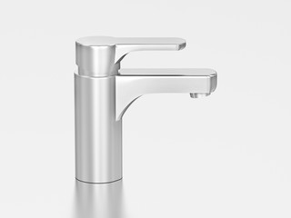 3D illustration white gold or silver faucet
