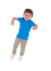 Beautiful little child three years old wearing blue t-shirt
