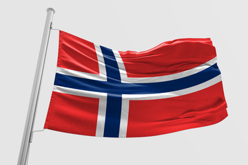 Isolated Norway Flag waving 3d Realistic fabric