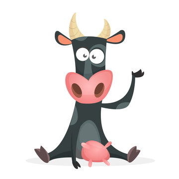 Cartoon cow design icon isolated on white background. Farm animals. Vector illustration