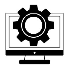monitor computer with gear isolated icon vector illustration design