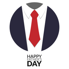 Happy Father’s Day greeting card design with suit and big tie in circle . vector illustration.