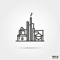 Oil refinery plant vector icon