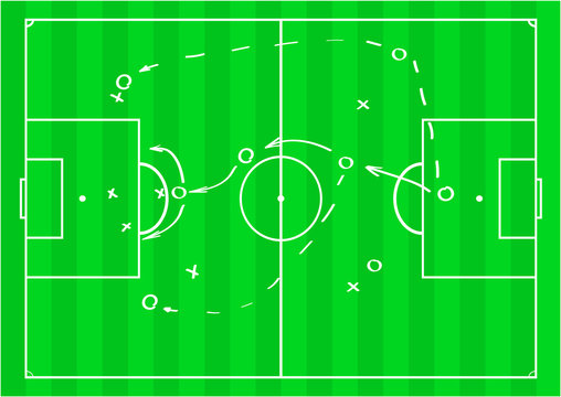 Soccer or football game strategy plan. Vector illustration. Sport infographics element. Vector illustration