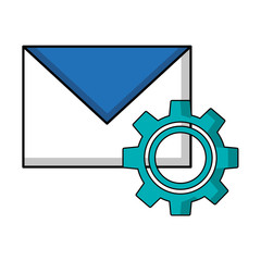 envelope mail with gear isolated icon vector illustration design