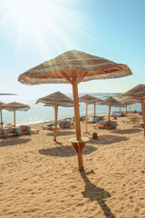 Beautiful seashore vacation on nature landscape background